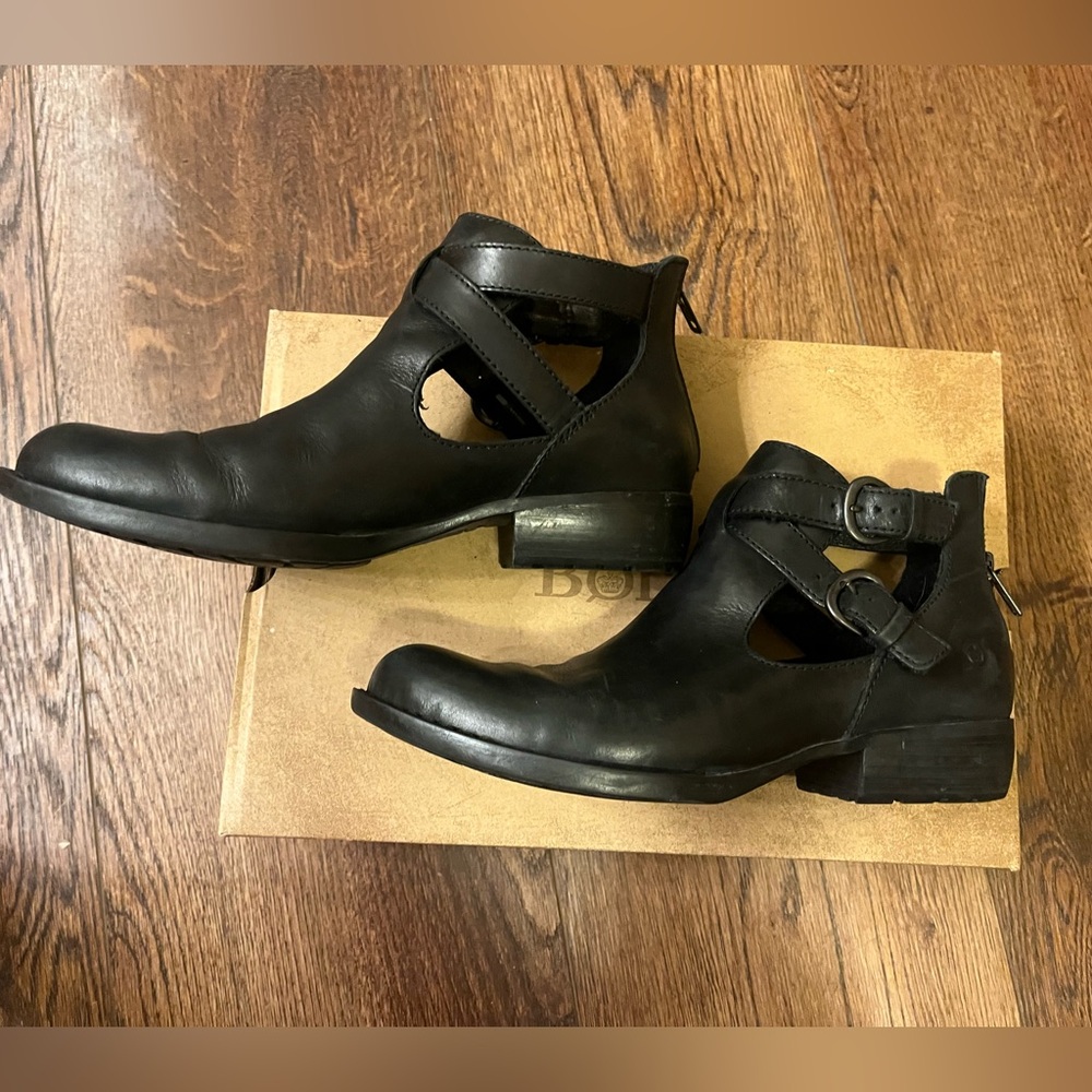 Born Black Leather Women's Ankle Booties
